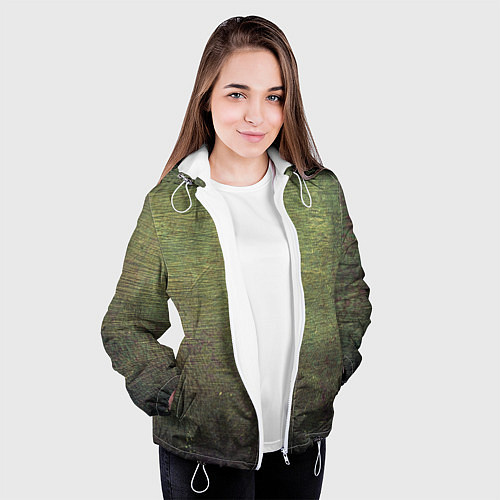 Женская куртка Абстракция - old board painted with green paint / 3D-Белый – фото 3