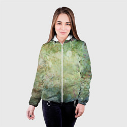 Куртка с капюшоном женская Абстракция - faded spots on a green background, цвет: 3D-белый — фото 2