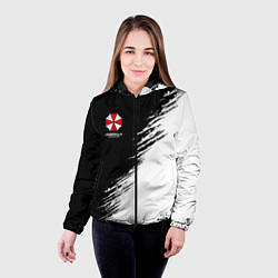 Куртка с капюшоном женская Umbrella Corp - black and white, цвет: 3D-черный — фото 2