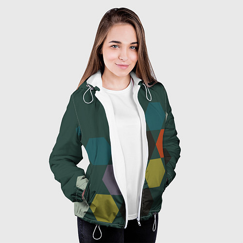 Женская куртка Кластер зеленая ночь / 3D-Белый – фото 3