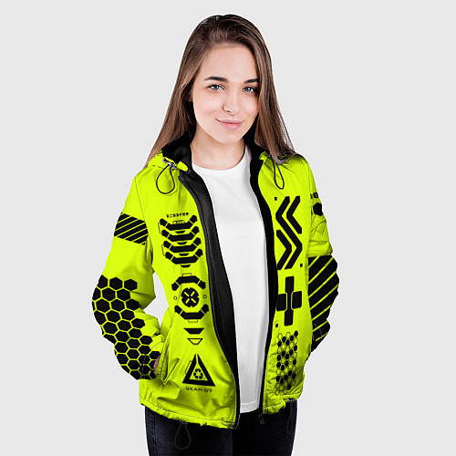 Женская куртка Кибер текстура - ядовитая / 3D-Черный – фото 3
