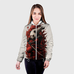 Куртка с капюшоном женская Демоническая панда самурай - нейроарт, цвет: 3D-белый — фото 2