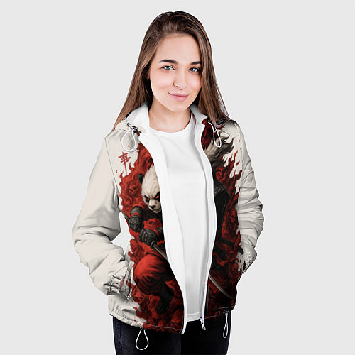 Женская куртка Демоническая панда самурай - нейроарт / 3D-Белый – фото 3