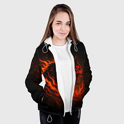 Куртка с капюшоном женская Инфернальный волк, цвет: 3D-белый — фото 2