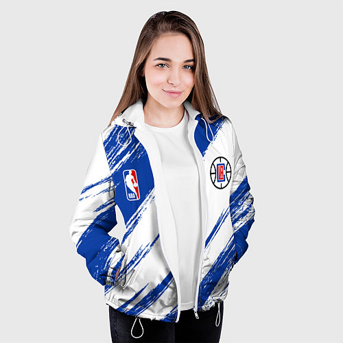 Женская куртка Клипперс - синяя краска / 3D-Белый – фото 3