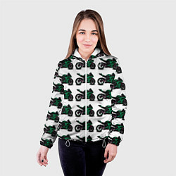Куртка с капюшоном женская Motorbike dark green, цвет: 3D-белый — фото 2