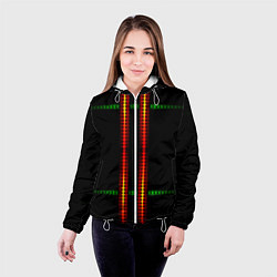 Куртка с капюшоном женская Neon black green circles, цвет: 3D-белый — фото 2