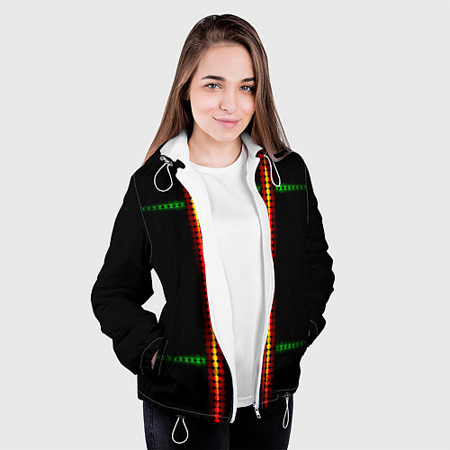 Женская куртка Neon black green circles / 3D-Белый – фото 3