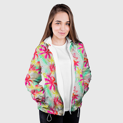 Женская куртка Palm yellow pink / 3D-Белый – фото 3