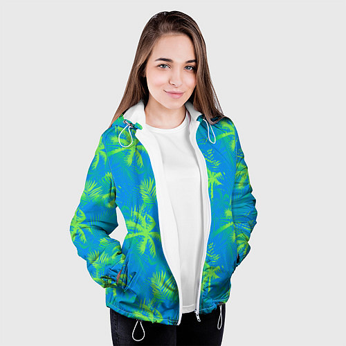 Женская куртка Palm light green light blue / 3D-Белый – фото 3