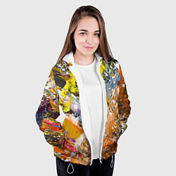 Куртка с капюшоном женская Живая Абстракция: Поток Цветов и Форм в Постоянном, цвет: 3D-белый — фото 2