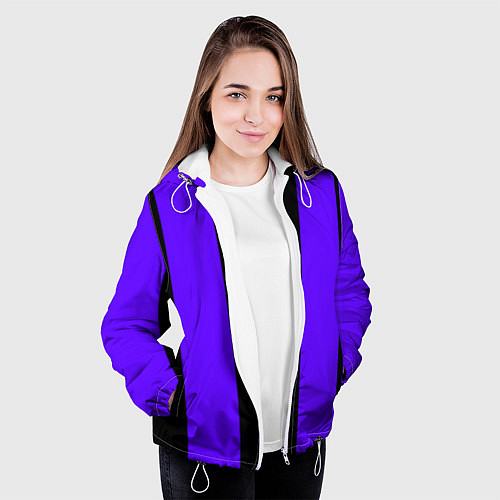 Женская куртка Color purple black stripes / 3D-Белый – фото 3