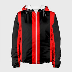 Куртка с капюшоном женская Color black red lines, цвет: 3D-белый