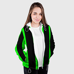Куртка с капюшоном женская Color green black lines, цвет: 3D-белый — фото 2