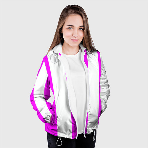 Женская куртка Color white pink lines / 3D-Белый – фото 3