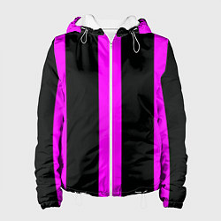 Куртка с капюшоном женская Color black pink lines, цвет: 3D-белый