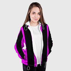 Куртка с капюшоном женская Color black pink lines, цвет: 3D-белый — фото 2