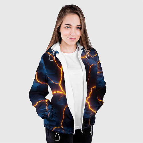 Женская куртка Молния на камуфляжной текстуре / 3D-Белый – фото 3