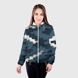 Куртка с капюшоном женская Пиксельная текстура камуфляж, цвет: 3D-белый — фото 2