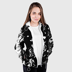 Куртка с капюшоном женская Doom белые краски штрихи, цвет: 3D-белый — фото 2