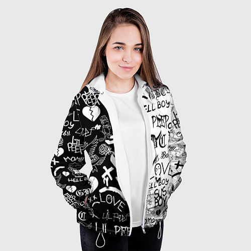 Женская куртка Doom x liil peep pattern black / 3D-Белый – фото 3