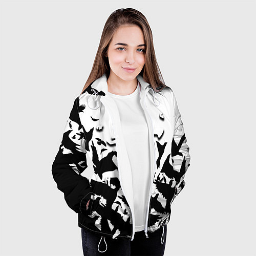 Женская куртка Doom black crow logo / 3D-Белый – фото 3