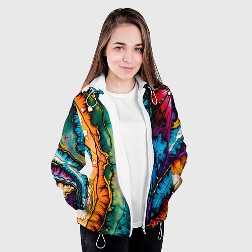 Женская куртка Разноцветный узор / 3D-Белый – фото 3