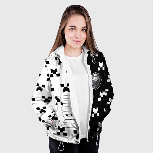 Женская куртка Doom x minecraft pattern / 3D-Белый – фото 3