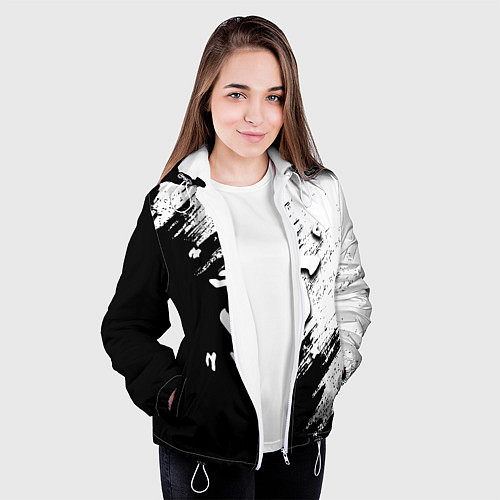 Женская куртка Doom штрихи красок черные / 3D-Белый – фото 3