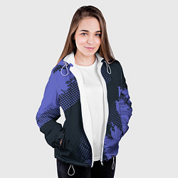 Куртка с капюшоном женская Абстрактная текстура в синем, цвет: 3D-белый — фото 2