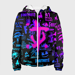 Куртка с капюшоном женская Fortnite x doom neon logo, цвет: 3D-белый