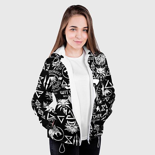 Женская куртка Doom логотипы ведьмак / 3D-Белый – фото 3