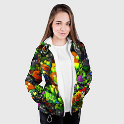 Куртка с капюшоном женская Растения против зомби x Дум лого, цвет: 3D-белый — фото 2
