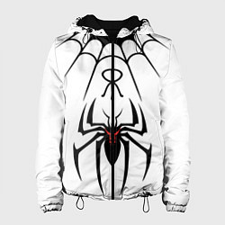 Куртка с капюшоном женская Паук на белом - the web of Fate, цвет: 3D-черный