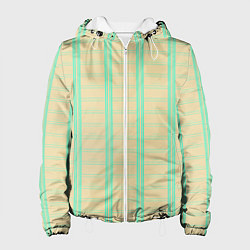 Куртка с капюшоном женская Color beige cage blue stripes, цвет: 3D-белый