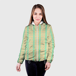 Куртка с капюшоном женская Color beige cage blue stripes, цвет: 3D-белый — фото 2