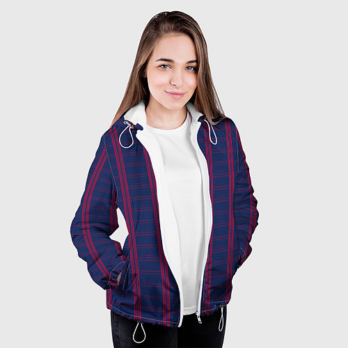 Женская куртка Color blue cage pink stripes / 3D-Белый – фото 3