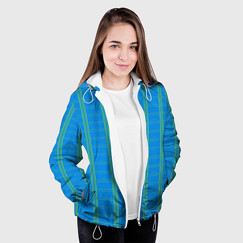 Женская куртка Color light blue cage / 3D-Белый – фото 3