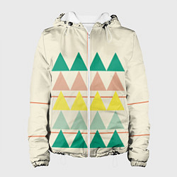 Куртка с капюшоном женская Абстрактный лес - треугольники на светлом, цвет: 3D-белый