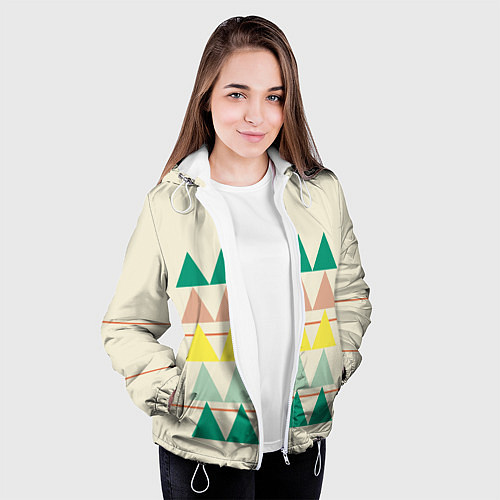 Женская куртка Абстрактный лес - треугольники на светлом / 3D-Белый – фото 3