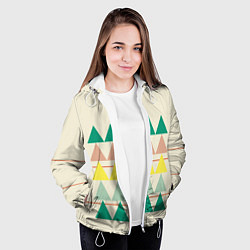 Куртка с капюшоном женская Абстрактный лес - треугольники на светлом, цвет: 3D-белый — фото 2