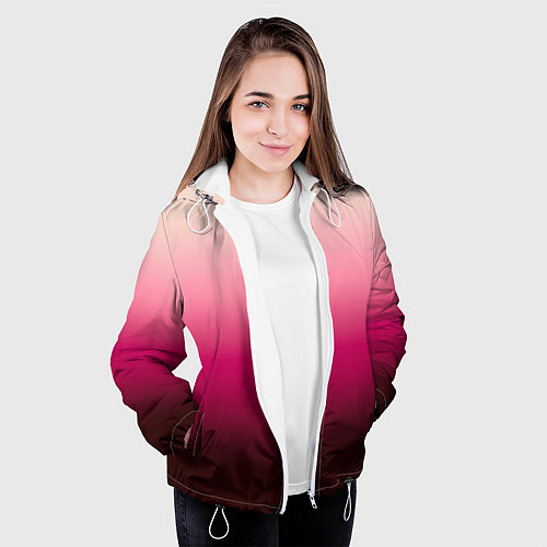 Женская куртка Градиент transcendent pink омбре / 3D-Белый – фото 3