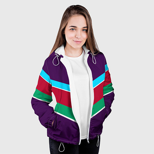 Женская куртка Фиолетовый с полосами / 3D-Белый – фото 3