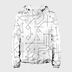 Куртка с капюшоном женская Техно-Геометрия на белое, цвет: 3D-белый