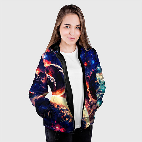 Женская куртка Фантастический космос планеты / 3D-Черный – фото 3