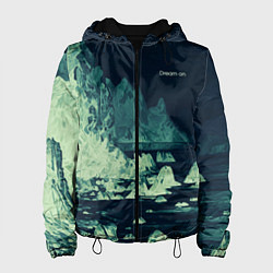 Куртка с капюшоном женская Dream on стилизованный скалистый берег, цвет: 3D-черный