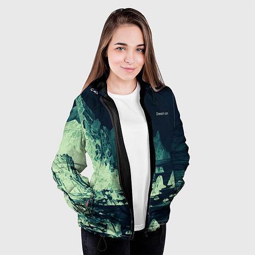 Женская куртка Dream on стилизованный скалистый берег / 3D-Черный – фото 3