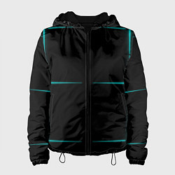 Куртка с капюшоном женская Color black blue stripes, цвет: 3D-черный