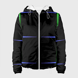 Куртка с капюшоном женская Color black green purple stripes, цвет: 3D-белый