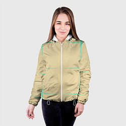 Куртка с капюшоном женская Color beige green stripes, цвет: 3D-белый — фото 2